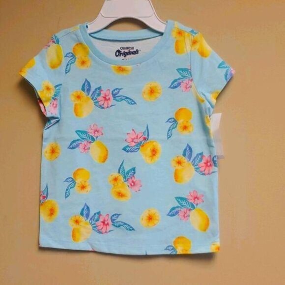 Carters Toddler Girls Lemon & Floral Print Short Sleeve T-Shirt - Picture 1 of 1